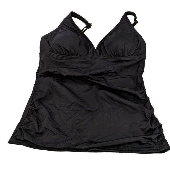 Tommy Bahama Womens Size Small Black Pearl Over The Shoulder V Neck Tankini Top - Picture 1 of 13